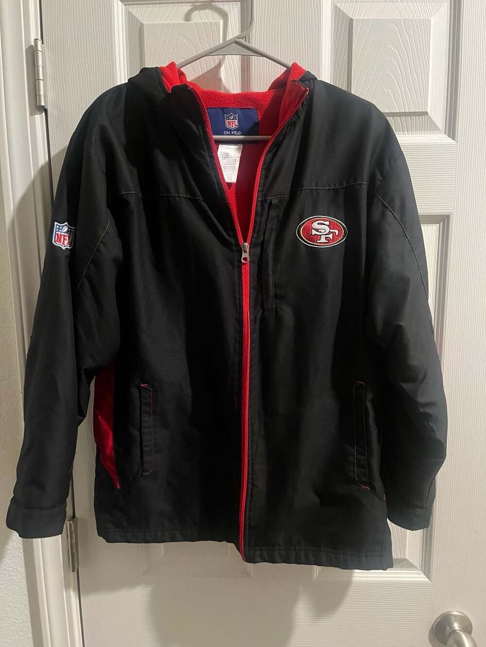 Reebok San Francisco 49ers NFL On Field Fleece Lined Jacket Large 14/16